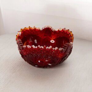 Vintage Amberina Glass Comet in The Stars Bowl with Sawtooth Edge (Glows)